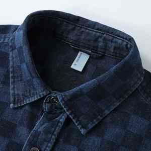 เสื้อเชิ้ตเดนิมผู้ชายลายสก็อต ใส่ได้ทุกฤดู ทั้งลำลองและเป็นทางการ ผ้าไม่ยับ รับตัดเย็บตามแบบ - Product Image 4