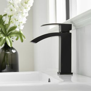 Rubinetto Moderno Monocomando Nero Spazzolato per Lavabo Bagno, Miscelatore Monoforo per Lavandino - Product Image 4