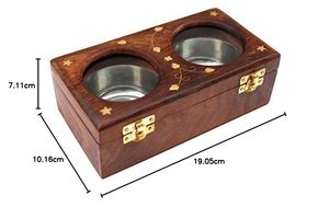 Caja de Especias de Madera con Doble Compartimento de Vidrio, Diseño Floral Tallado, Regalo Antiguo - Product Image 2