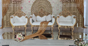 Juego de Muebles Maharaja de Madera Tallada para Bodas Musulmanas, Venta Directa de Fábrica, Sofá/Sillón de Lujo para Eventos de Boda - Product Image 4