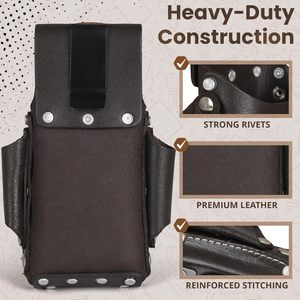 High Quality OEM Custom Logo Electrician Carpenters Leather Tool Pouch Bag 100% Leather Custom Color Size 200 lb Capacity <b>Hook</b> - Product Image 5