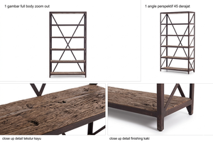 Estante Moderno Nearlo de 5 Niveles, Madera Sólida Ecológica y Duradera, Base de Hierro, Estantería Abierta para Apartamento o Sala de Estar - Product Image 6
