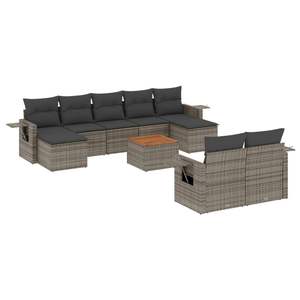 Conjunto de Sofás de Jardín de Ratán Gris, 6 Plazas, Resistente a la Intemperie, Muebles de Exterior de Diseño Contemporáneo - Product Image 2