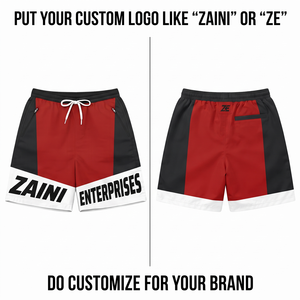 160gsm Premium Polyester/<b>Nylon</b> Taffeta Men's Casual <b>Shorts</b> Red Black White Solid Mid Waist Custom Front Logo Drawstring Closure - Product Image 1