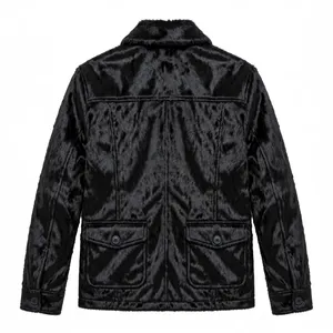 เสื้อแจ็คเก็ตขนเฟอร์เทียมสีดำสำหรับผู้ชาย แบรนด์ Accept Industry แบบซิป ปิดคอปกแบบพับได้ สวมใส่สบาย เหมาะสำหรับฤดูหนาว เสื้อโค้ทหนา - Product Image 2