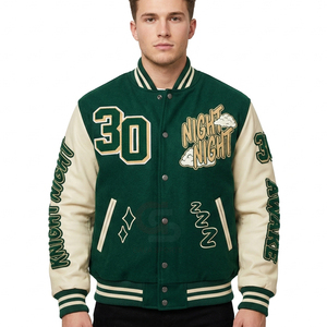 Veste de baseball universitaire en cuir et laine brodée chenille vintage pour homme, style varsity, avec manches en cuir, poids lourd, OEM - Product Image 1