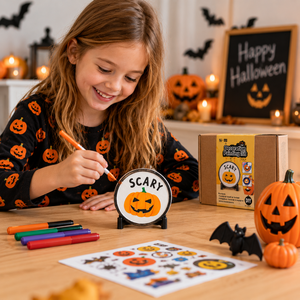 Kit de fabrication de décorations en ciment pour Halloween, comprend des crayons de couleur pour la coloration, un cadeau parfait pour la famille - Product Image 1