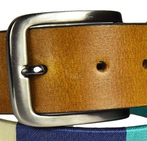 Ceinture réversible à motif géométrique ethnique en cuir de vache avec boucle à ardillon argentée, style décontracté pour homme - Product Image 4