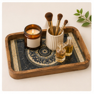 Wholesale Handcrafted Royal Indian <b>Elephant</b> & Palace Printed Wooden Serving Tray Decorative Vintage Rectangle Wood Platter - Product Image 2