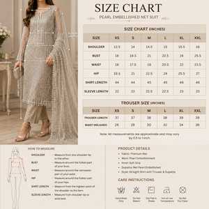 Ensemble de costume pakistanais en tulle orné de perles et de cristaux pour femmes – Salwar Kameez de créateur pour les occasions spéciales avec Kurta richement brodée à la main - Product Image 6