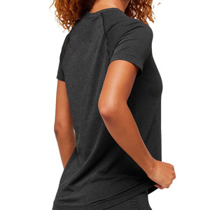 Camiseta informal de manga corta para mujer, cuello redondo, corte regular, tejido de punto, transpirable, de secado rápido, para uso diario, ajuste relajado, transpirable - Product Image 4