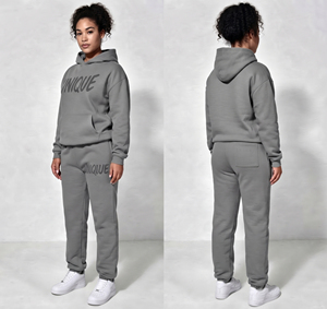 Conjunto Deportivo con Capucha Estampado para Mujer, Sudadera con Bolsillo Frontal, Pantalones Deportivos para Invierno, Ropa Deportiva Diaria, Sudadera con Capucha para Mujer - Product Image 3
