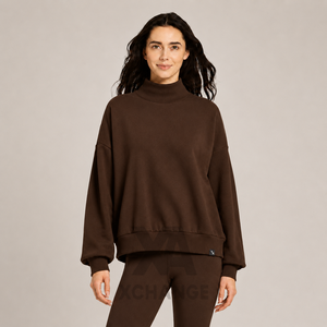 Sweat-shirt à col montant brodé pour femme, qualité supérieure, coupe ample et décontractée, mélange polyester-coton, pull décontracté d'hiver, confortable - Product Image 1