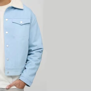 Denim Custom <b>Black</b> Wax Waxed <b>Long</b> Casual Autumn Zipper 100% Cotton <b>Men's</b> <b>Jacket</b> - Product Image 3