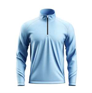 Pull-over de golf unisexe blanc à col zippé, manches longues, couleur unie, fermeture éclair, style décontracté en tissu tricoté respirant - Product Image 6