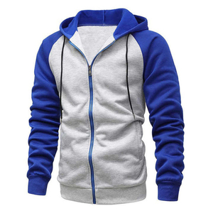 Sweat à capuche zippé bicolore pour homme, coupe ajustée personnalisée, en molleton de coton et polyester, vêtement de sport décontracté, vente en gros - Product Image 2