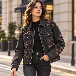 New <b>Women's</b> Cotton Denim Blue Oversized Long Styling Denim Jackets <b>Women's</b> Jean Jacket Wholesale Denim Jacket <b>Women</b> Casual <b>Coat</b> - Product Image 4