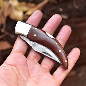 Couteau de poche industriel artisanal OEM/ODM en acier Damas, lame droite à pointe clip, 3 mm, manche en bois, à changement rapide - Product Image 3