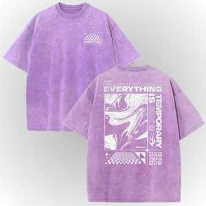 Camiseta Gráfica Oversize Vintage Marrón con Lavado Ácido Personalizada OEM/ODM - Camiseta Streetwear con la Frase 'Everything Is Temporary' - Product Image 6