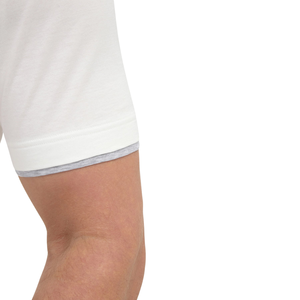 T-shirt en coton blanc pour homme, coupe ajustée, manches courtes, col rond, bordure contrastée, tricoté, couleur unie, décontracté - Product Image 2