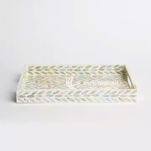 Bandeja con Incrustaciones de Mosaico, Bandeja con Incrustaciones de Madreperla con Asas, Centro de Mesa de Lujo con Incrustaciones para Mesa de Café - Product Image 3