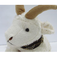 Jolie chèvre en peluche blanche avec cornes brunes et écharpe, jouet doux de 31 cm à 50 cm pour enfants unisexe