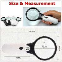 Handheld 45X Magnifying Glass with 3 LED Light Reading Lens Jewelry Loupe