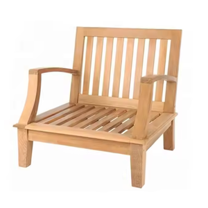 Fauteuil en bois de teck à lattes – Chaise longue avec larges accoudoirs – Mobilier de patio extérieur – Vente flash - Product Image 1