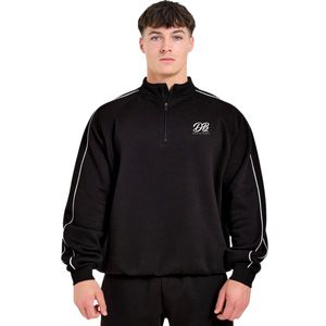 Sweat-shirt oversize à col montant et fermeture éclair quart de tour pour homme, manches longues, style décontracté et sportif avec passepoil contrastant, streetwear - Product Image 1