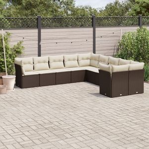 Ensemble de canapés de jardin en rotin PE marron et crème avec structure en acier thermolaqué – Mobilier d'extérieur élégant - Product Image 1