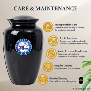 โกศบรรจุอัฐิสำหรับผู้ใหญ่ Philadelphia 76ers ทำจากอะลูมิเนียม ความจุ 220 คิวบิกอินช์ เป็นมิตรกับสิ่งแวดล้อม ฝาปิดแน่นหนา ทนทาน - Product Image 5