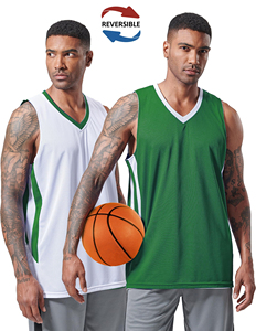 Maillot de basketball réversible vierge en mesh, uniforme d'équipe de basketball, débardeur d'entraînement uni sans manches, double face, athlétique - Product Image 2