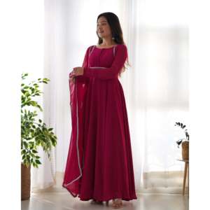 Liksha Women's <b>Red</b> Anarkali <b>Suit</b> Set NKB-36 - Product Image 4