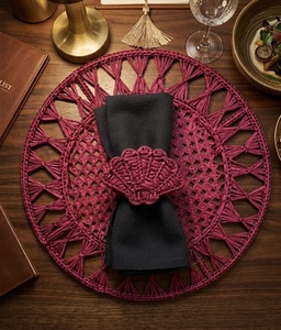 Best Seller Woven Sunburst <b>Table</b> <b>Mat</b> and Shell Napkin Holder Bulk Export Quality Hospitality Tableware - Product Image 5