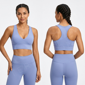 Shockproof Running Seamless Sports Bra Women Push Up Yoga Fitness Workout Racerback <b>Comfortable</b> Elastic fabric Sports Bra OEM - Product Image 3