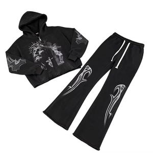 Conjunto Deportivo con Estampado Gótico, Sudadera con Capucha Unisex, Manga Larga, Corte Holgado, con Cordón Ajustable, Ropa de Invierno para Adultos - Product Image 4