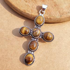 จี้ทองเหลืองประดับพลอยตาเสือธรรมชาติเพื่อการปกป้อง เสริมความมั่นใจ พลังบำบัด พร้อมส่งออก ราคาจากอินเดีย - Product Image 4