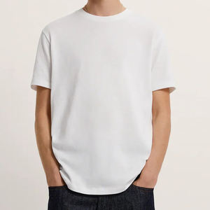 T-shirt classique minimaliste pour homme, coupe oversize, couleur unie, personnalisable, décontracté d'été, en tissu épais, à épaules tombantes, vierge, à manches courtes - Product Image 3