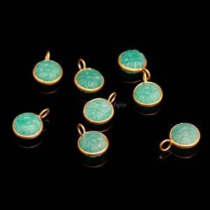 Pendentif Fleur Sculptée en Amazonite Naturelle, Plaqué Or Vermeil, Argent Sterling 925, Pierre Précieuse Amazonite, Cristal de Guérison, pour la Fabrication de Bijoux - Product Image 3