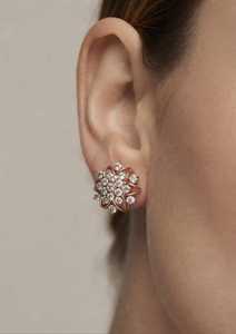 Boucles d'oreilles clous en or rose pour femme, avec diamants de laboratoire en grappe, taille brillant rond, cadeau idéal pour fiançailles et soirées - Product Image 3