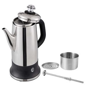 Cafetière électrique à 12 tasses en acier inoxydable 304 avec fonction de maintien au chaud et poignée résistante à la chaleur - Product Image 6