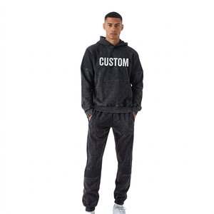 Conjunto Deportivo para Hombre con Lavado Ácido, Logotipo Personalizado, Corte Regular, Sudadera de Algodón Grueso, Pantalones Jogger, Ropa Urbana, Fabricante Mayorista - Product Image 2