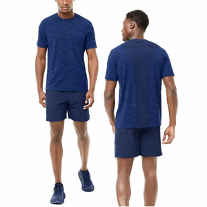 Conjunto Deportivo Atlético para Hombre, Tejido de Punto, Secado Rápido, Transpirable, Ecológico, 100% Poliéster, Personalizable, Camiseta de Gimnasio de Alta Calidad de 180g - Product Image 1
