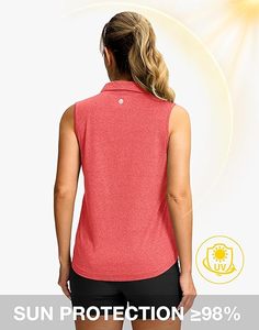 Polo sans manches pour femme, orange uni, séchage rapide, tricoté, décontracté, pour le golf et le tennis, t-shirts personnalisés par sublimation - Product Image 6