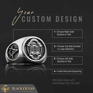 Bague Maçonnique BOJ 043 Personnalisée en Argent et Diamant, Bague de Diplôme Universitaire Unisexe, Cadeau pour Fêtes et Occasions Spéciales, Prix Bas - Product Image 3