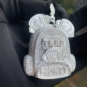 Colgante de Bolsa de Dinero con Incrustaciones de Diamantes Moissanite, Acabado en Oro y Plata, Joyería Hip Hop - Product Image 2