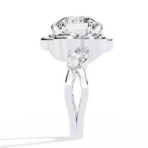 Bague de fiançailles en or massif avec diamant cultivé en laboratoire certifié Gia Igi, serti pavé, pour femmes - Product Image 2
