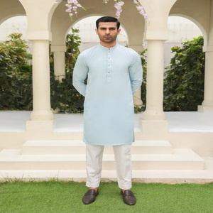 <b>Men's</b> Salwar Kameez Pakistani Gents <b>Kurta</b> Set Shalwar Cotton Fabric Pajama Suits Ready to Wear Muslim Dresses - Product Image 5