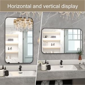 Specchio LED Rettangolare Nero 32x40 Pollici per Bagno, Camera da Letto e Soggiorno - Product Image 4