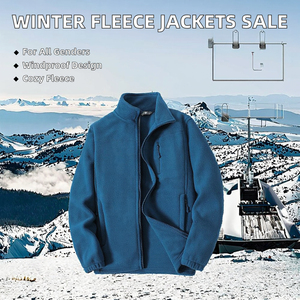 Veste polaire unisexe chaude et décontractée pour l'hiver, avec fermeture éclair, col montant, imprimé XL et teinture unie – Grande Vente - Product Image 3